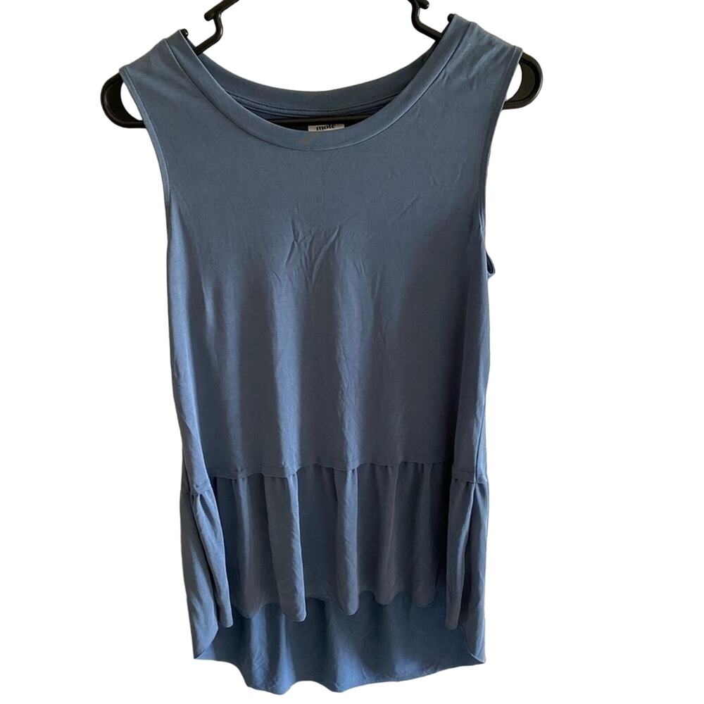 Mote Blue Sleeveless Lightweight Stretchy Tank Top Ruffled Bottom Size S